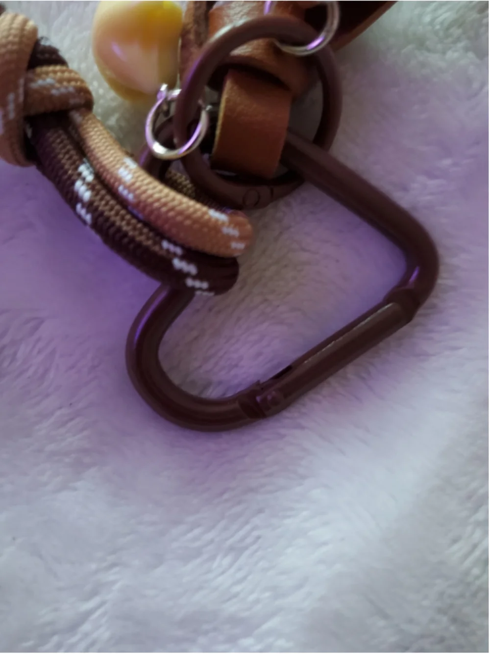 Beautiful Brown and Beige Croissant Bag charm/ Keychain with extra charms